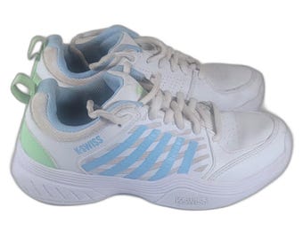 K-Swiss Court Express 2 Womens Tennis Shoes White Blue Green Size 8 94428-112 M9