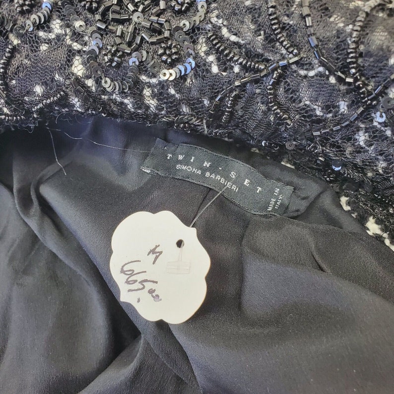 TWINSET Simona Barbieri M Coat Jacket Wool Black White Checkered Sequenced BNWT image 8