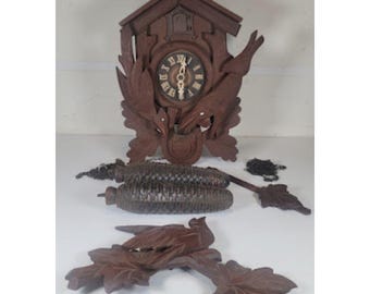 Vintage E Schmeckenbecher Regula Cuckoo Clock Germany Parts Repair Weights