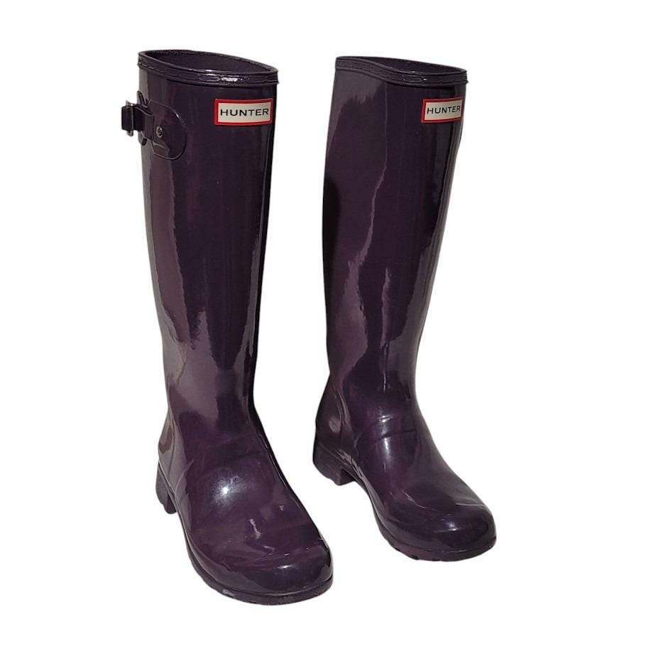 Black Grape Purple Hunter Wellies Size Hunter Rain Boots Black