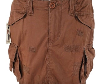 Twill Twenty Two Mini Skirt Brown Cargo Short Style Street Wear BNWT XS/Small/27