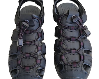 Khombu Ashley Womens Sport Sandals Black Purple Closed Toe Sz 7M M37