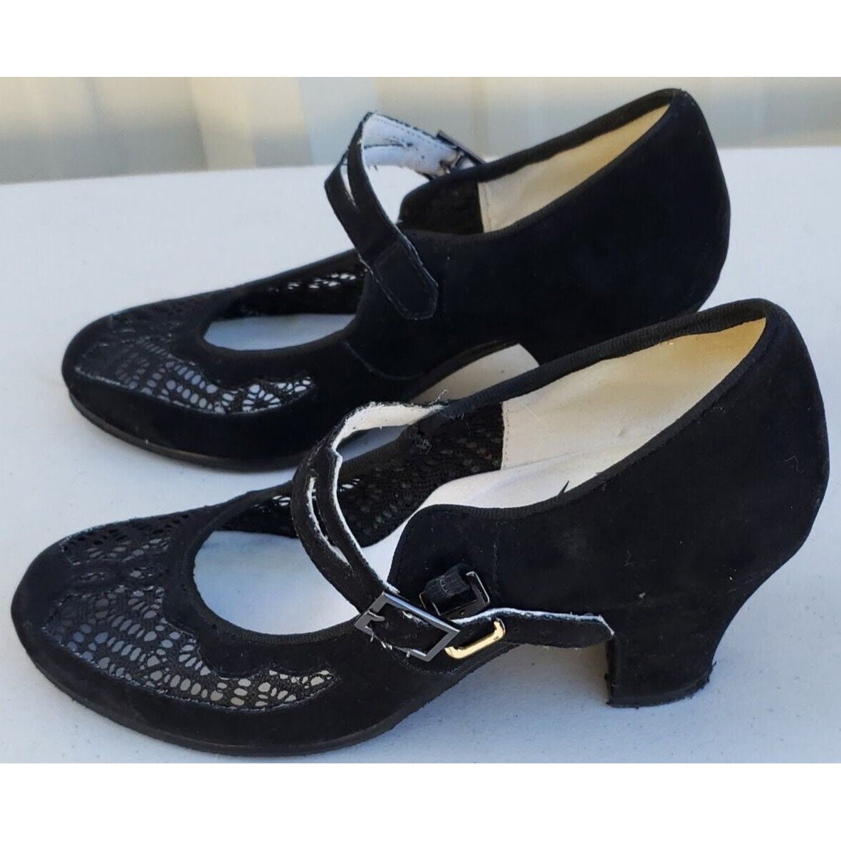 ARIS ALLEN Women s Swing Dance Ballroom Shoe 5.5 Black Velvet Mary Janes Pumps Etsy