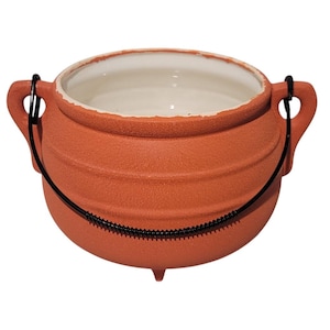 Mid Century Soup Tureen Centerpiece Orange Ceramic Pot Kettle 1960&#39;s Planter M15