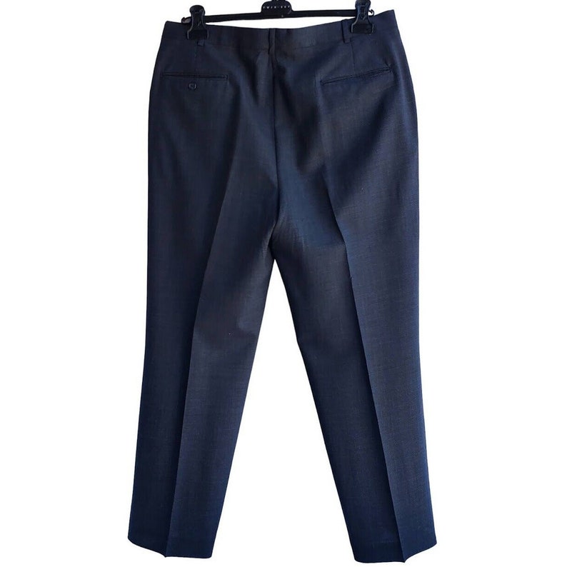 Men's 34x30 Lands End Regular Standard Dress Pants Black Wool Slacks Business image 2