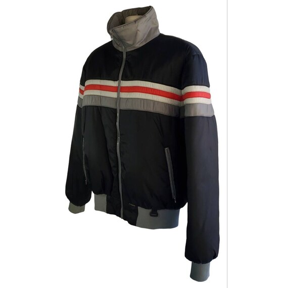 1980s Ski Motorcycle Puffer Jacket Striped Racer … - image 3