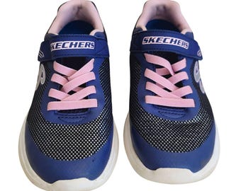 Skechers Girls Sneakers Navy Pink Mesh Slip On Shoes Kids Size 3 M37