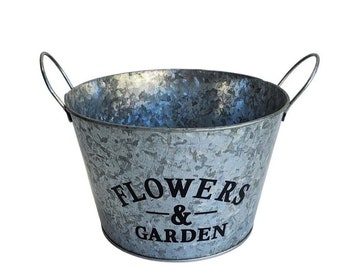 Farmhouse Galvanized Metal FLOWERS & GARDEN Rustic Country Home Décor Planter