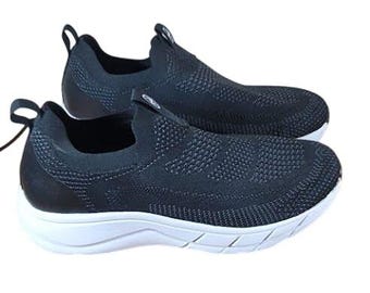 Athletic Works Mens Slip On Shoes Black Memory Foam Comfort Size 10 M39
