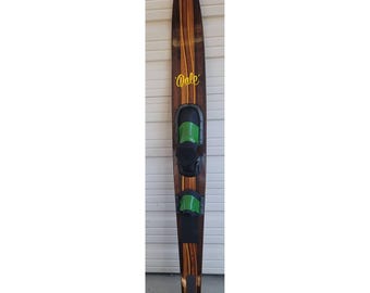 Vintage Dale Wood Slalom Water Ski 69" Green Bindings Lake Decor