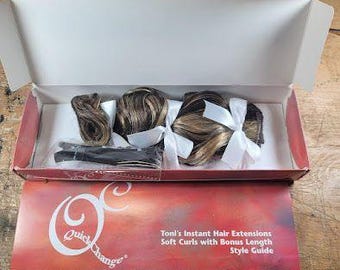 Hair Extensions Soft Curls Brown Blonde Toni Instant Clip In Set New 9/M6