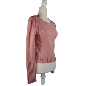 New Small Laurie B Blended Wool Pink Cable Knit Short Sweater Snap Off Hood image 3