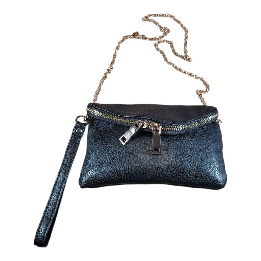 Urban Expressions Black Leather Fold-over Small Crossbody Bag