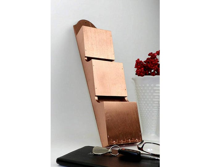 Rose Gold Wall Mail Sorter Key Hook Rack Organizer Office File Etsy
