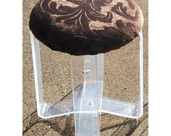 1960's Vintage MCM Round Ribbon Leg Lucite Vanity Stool Seat Mid-Century Modern