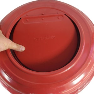 Witt Safco Industrial Red Round Trash Recycling Metal Lid Red Push Down Can 16 image 4