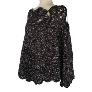AMA Hand Made Argentina Top Blouse Cape & Beret Knit Crochet Set Black Lavender image 4