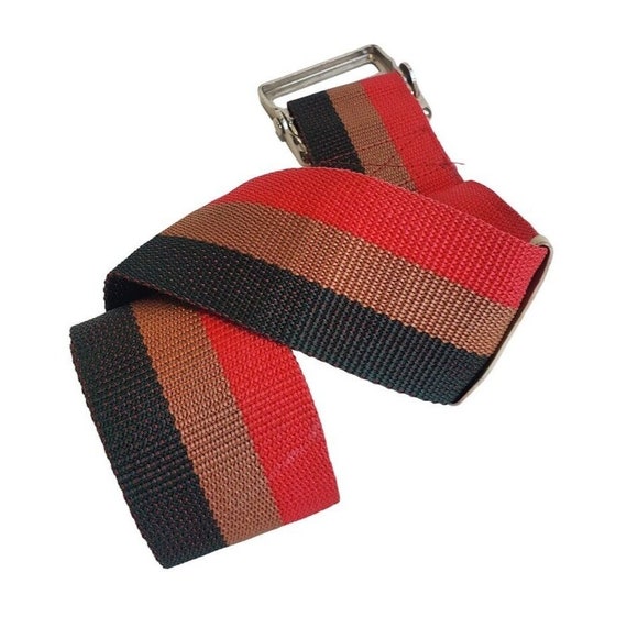 Vintage Striped Red Tan Black Industrial Webbed W… - image 2