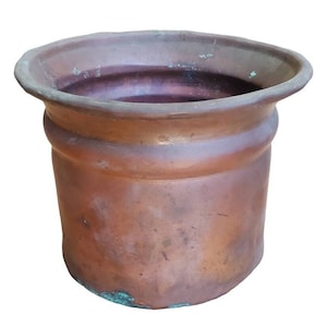 Antique Bain Marie Brass Double Boiler Primitive Planter Round Spittoon Antique