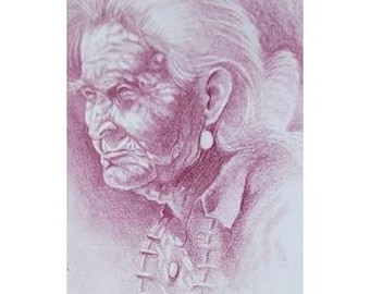 Harrison Juan Native American Woman Bear Tooth Necklace Print 1992 8.5"x11" T15