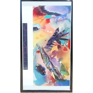 Peter Kitchell Palmate Panther "A" 1988 Metallic Frame Art Print 40x22 Glass