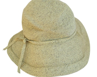 San Diego Hat Co Womens O/S Paperbraid Sun Hat Beige Wide Brim Bow H43