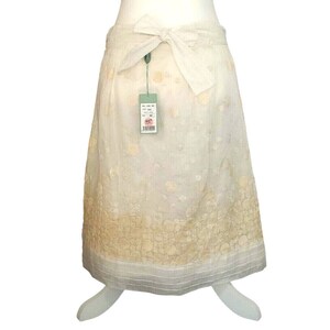 Hoss Intropia Polka Dot Skirt Ivory Sheer Cotton Bow Belt Embroidered BNWT 4/36 image 3