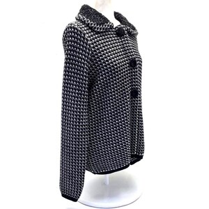 TWINSET Simona Barbieri M Coat Jacket Wool Black White Checkered Sequenced BNWT image 3