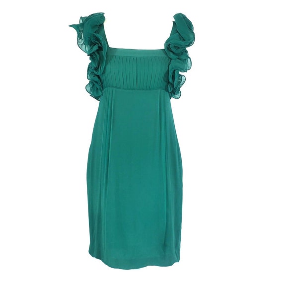 New Petite 4P Catherine Malandrino Green Mini Formal Cocktail Dress Silk Stretch New Petite 4P Catherine Malandrino Green Mini Formal Cocktail Dress Silk Stretch
