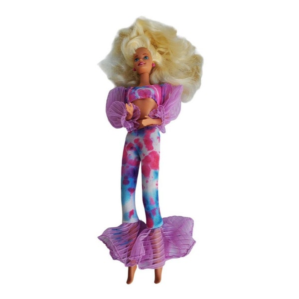 Blonde 1980's Barbie Doll Mattel Malaysia 1966 Pink Tie Dye Earrings
