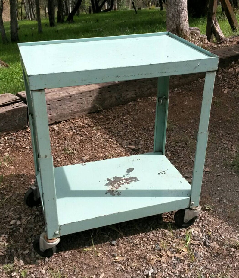 Rusty Industrial Cart Vintage Casters Metal Rolling Cart with Etsy