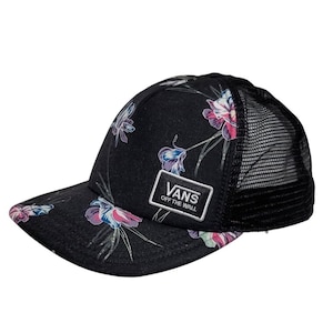 Vans Beach Girl Trucker Hat Floral Black Snap Back Surf 