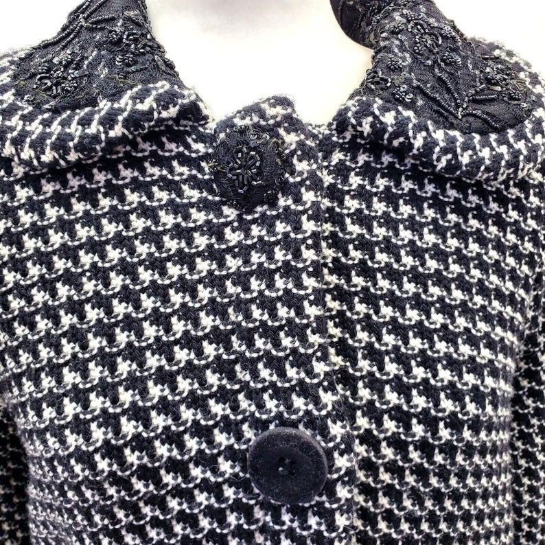 TWINSET Simona Barbieri M Coat Jacket Wool Black White Checkered Sequenced BNWT image 2