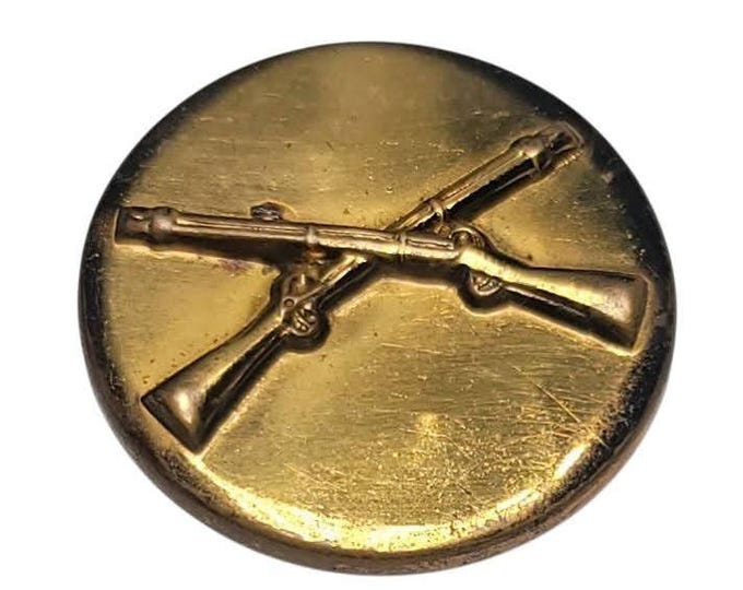Infantry US Army WWII Vietnam Brass Round Disk Pinback Pin Crossed ...