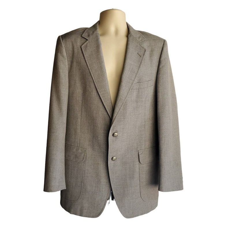 Men's 1970's Leeter Tailored Dress Jacket Gray Blazer 42R Prom Wedding Casual image 1