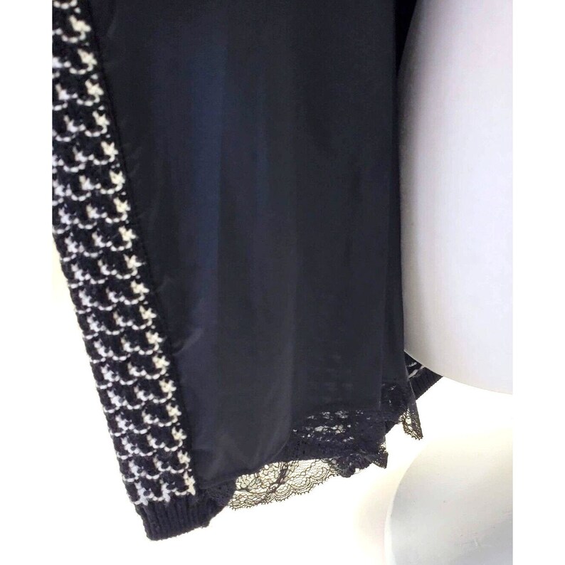 TWINSET Simona Barbieri M Coat Jacket Wool Black White Checkered Sequenced BNWT image 6