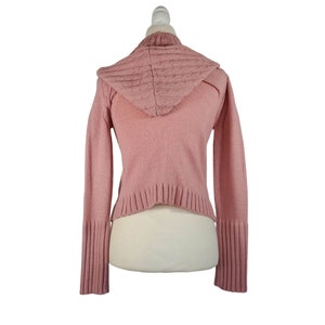 New Small Laurie B Blended Wool Pink Cable Knit Short Sweater Snap Off Hood image 4