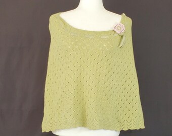 Laurie B Capelet Coverlet Shoulder Wrap Knit Boho Chic Crochet Top Blouse New OS