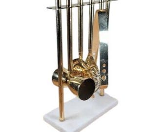 Threshold Bar Tool Set Marble Base Gold Stainless Steel 5 Piece T15