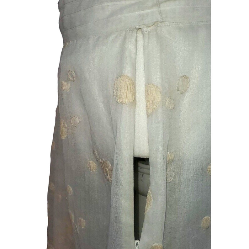 Hoss Intropia Polka Dot Skirt Ivory Sheer Cotton Bow Belt Embroidered BNWT 4/36 image 4
