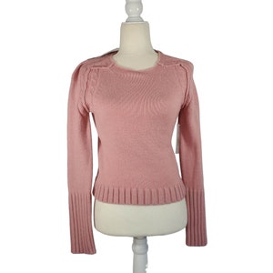 New Small Laurie B Blended Wool Pink Cable Knit Short Sweater Snap Off Hood image 2