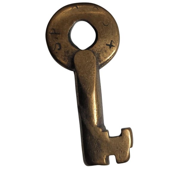 Antique Brass Key Southern Pacific Switch Lock Railroad Original