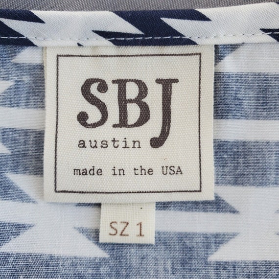 SBJ Austin, TX Scoop Neck Smock Dress Blue White … - image 5