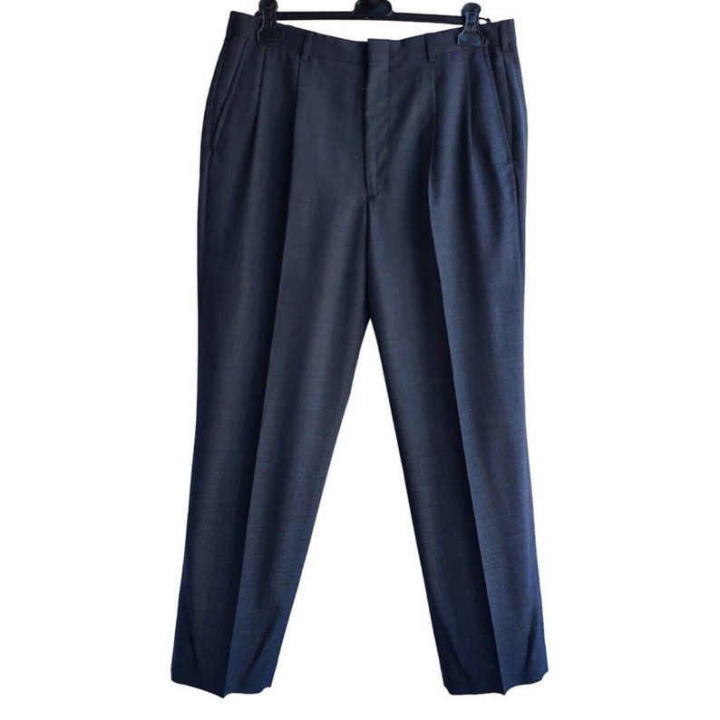 Men's 34x30 Lands End Regular Standard Dress Pants Black Wool Slacks Business image 1