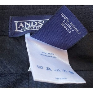 Men's 34x30 Lands End Regular Standard Dress Pants Black Wool Slacks Business image 4