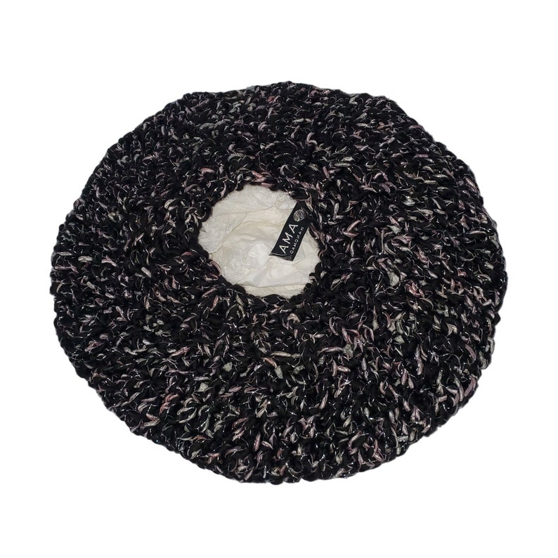 AMA Hand Made Argentina Top Blouse Cape & Beret Knit Crochet Set Black Lavender image 8