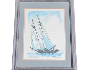 Robert E Kennedy Schooner Off Key West Signed Framed Lithograph M15