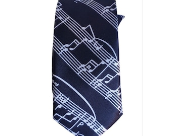 Men's Dress Necktie Tie Music Notes Black and White Cosplay Rock and Roll Costume