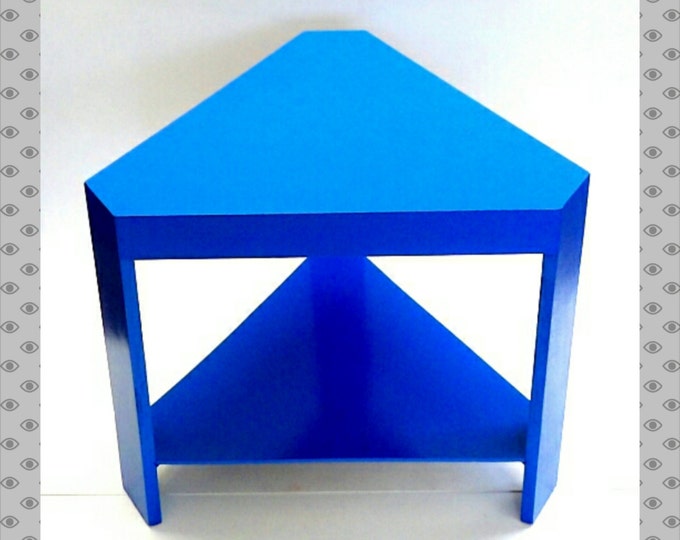 Triangle Table Cobalt Blue Side Table Shield Painted Furniture Etsy