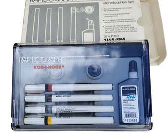 Koh-I-Noor Rapidograph Slim Pack 4 Technical Drawing Pen Set 3165-SP-4 A9